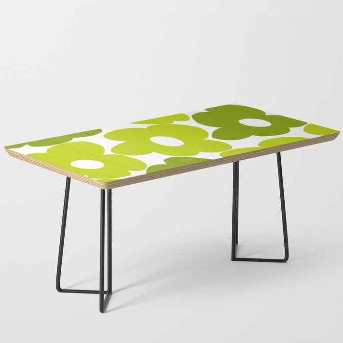 Large Retro Flowers Shades of Spring Green White Background #decor #society6 #buyart Coffee Table Gallery Image 1