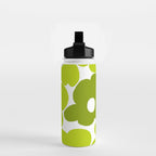 Large Retro Flowers Shades of Spring Green White Background #decor #society6 #buyart Water Bottle Gallery Image 2