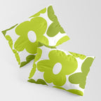 Large Retro Flowers Shades of Spring Green White Background #decor #society6 #buyart Pillow Sham Gallery Image 3