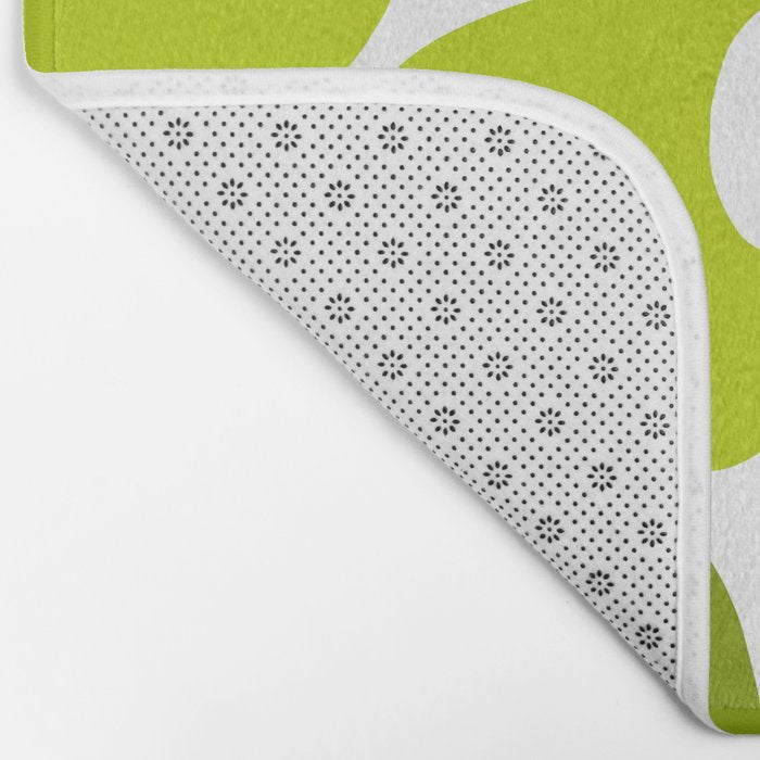 Large Retro Flowers Shades of Spring Green White Background #decor #society6 #buyart Bath Mat Gallery Image 2