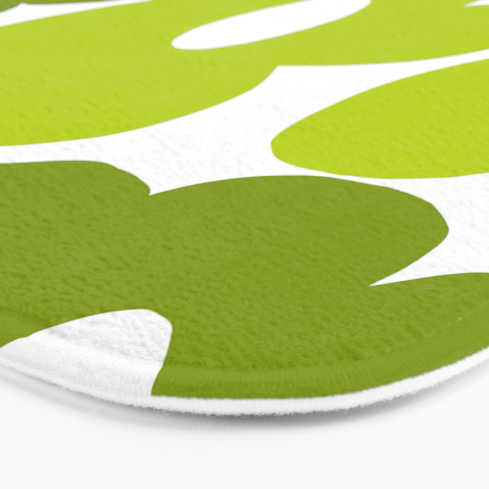 Large Retro Flowers Shades of Spring Green White Background #decor #society6 #buyart Bath Mat Gallery Image 3
