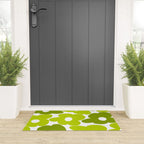 Large Retro Flowers Shades of Spring Green White Background #decor #society6 #buyart Welcome Mat Gallery Image 3