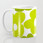 Large Retro Flowers Shades of Spring Green White Background #decor #society6 #buyart Coffee Mug Gallery Image 3