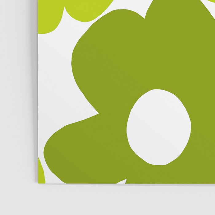 Large Retro Flowers Shades of Spring Green White Background #decor #society6 #buyart Poster Gallery Image 3