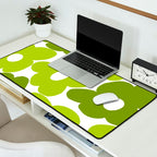 Large Retro Flowers Shades of Spring Green White Background #decor #society6 #buyart Desk Mat Gallery Image 2