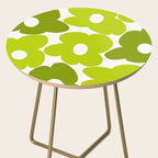 Large Retro Flowers Shades of Spring Green White Background #decor #society6 #buyart Side Table Gallery Image 2