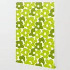 Large Retro Flowers Shades of Spring Green White Background #decor #society6 #buyart Wallpaper Gallery Image 2