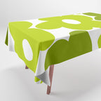 Large Retro Flowers Shades of Spring Green White Background #decor #society6 #buyart Tablecloth Gallery Image 1