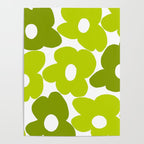 Large Retro Flowers Shades of Spring Green White Background #decor #society6 #buyart Poster Gallery Image 4