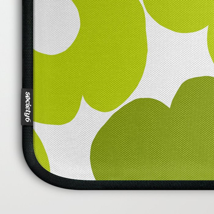 Large Retro Flowers Shades of Spring Green White Background #decor #society6 #buyart Laptop Sleeve Gallery Image 3