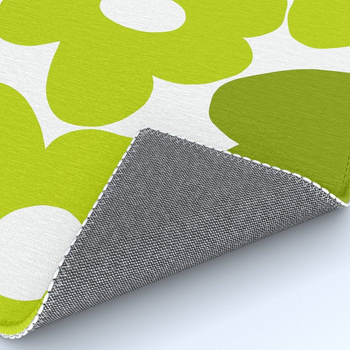 Large Retro Flowers Shades of Spring Green White Background #decor #society6 #buyart Rug Gallery Image 4