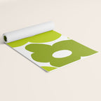 Large Retro Flowers Shades of Spring Green White Background #decor #society6 #buyart Yoga Mat Gallery Image 2
