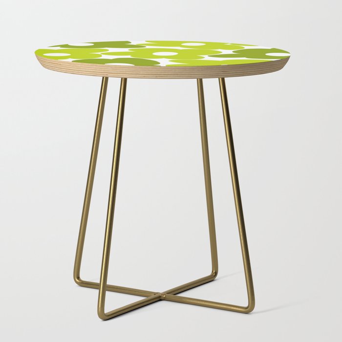 Large Retro Flowers Shades of Spring Green White Background #decor #society6 #buyart Side Table Gallery Image 1