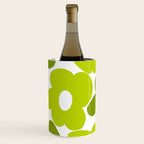 Large Retro Flowers Shades of Spring Green White Background #decor #society6 #buyart Wine Chiller Gallery Image 1