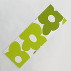 Large Retro Flowers Shades of Spring Green White Background #decor #society6 #buyart Yoga Mat Gallery Image 1