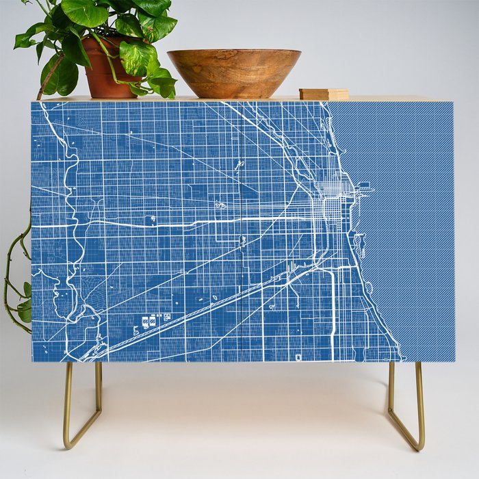 Chicago City Map of the United States - Blueprint Credenza Gallery Image 1