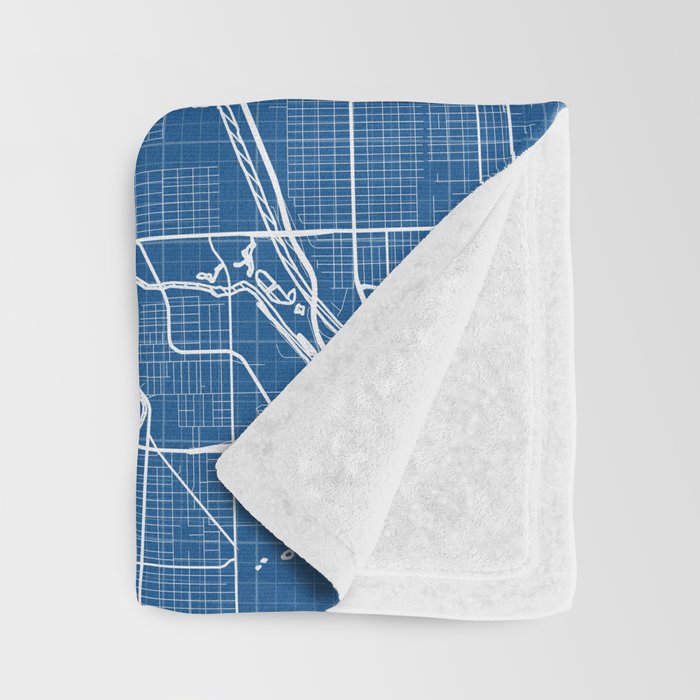 Chicago City Map of the United States - Blueprint Throw Blanket Gallery Image 3