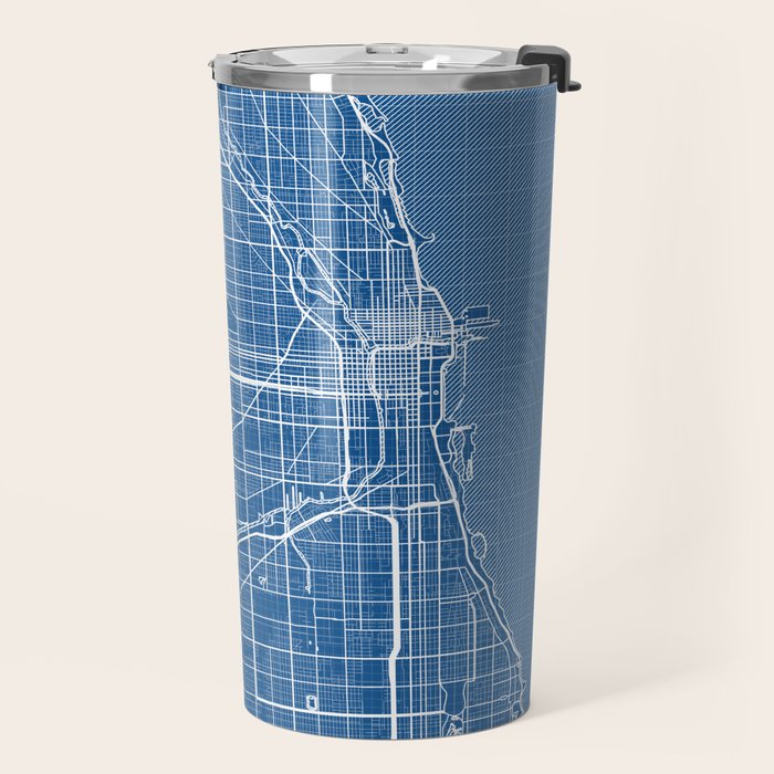 Chicago City Map of the United States - Blueprint Travel Mug Gallery Image 2