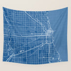 Chicago City Map of the United States - Blueprint Wall Tapestry Gallery Image 4