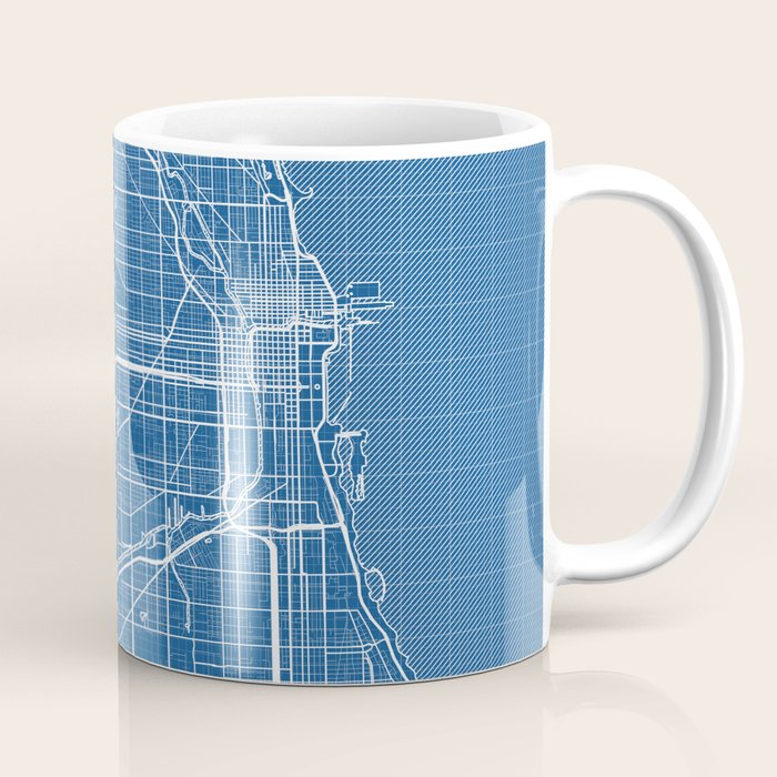 Chicago City Map of the United States - Blueprint Coffee Mug Gallery Image 1