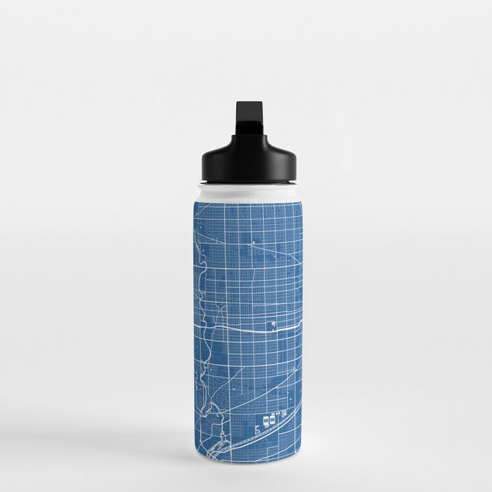 Chicago City Map of the United States - Blueprint Water Bottle Gallery Image 3