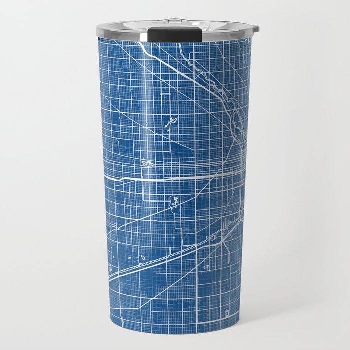 Chicago City Map of the United States - Blueprint Travel Mug Gallery Image 1