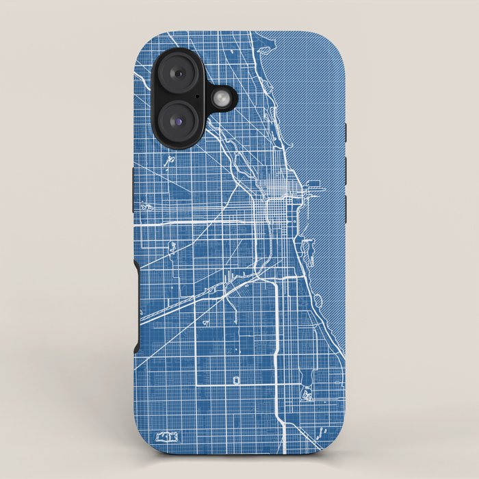 Chicago City Map of the United States - Blueprint iPhone Case Gallery Image 1