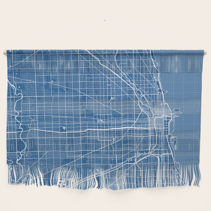 Chicago City Map of the United States - Blueprint Wall Hanging Gallery Image 1