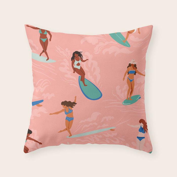Surfer Girls Throw Pillow Gallery Image 6