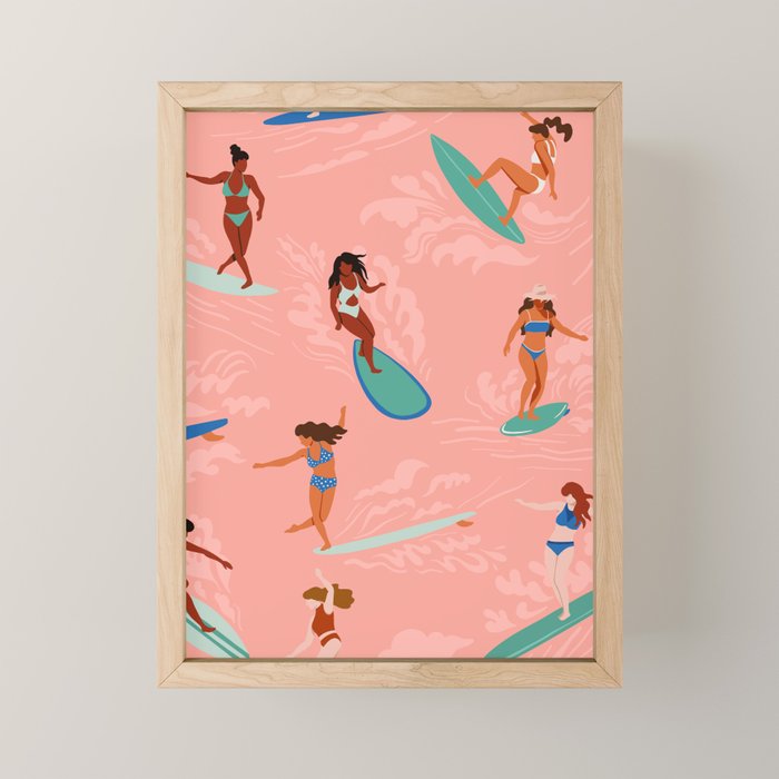 Surfer Girls Mini Art Print Gallery Image 1