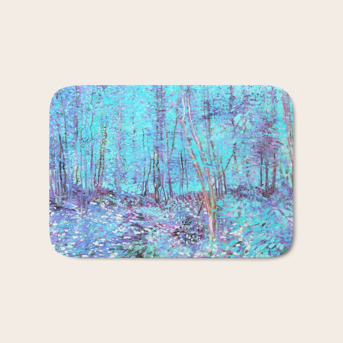 Van Gogh Trees & Underwood Aqua Lavender Bath Mat Gallery Image 1