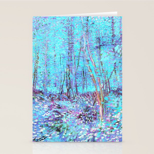 Van Gogh Trees & Underwood Aqua Lavender Stationery Card Gallery Image 1