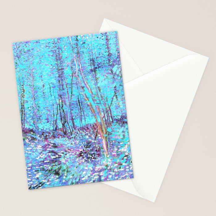 Van Gogh Trees & Underwood Aqua Lavender Stationery Card Gallery Image 2