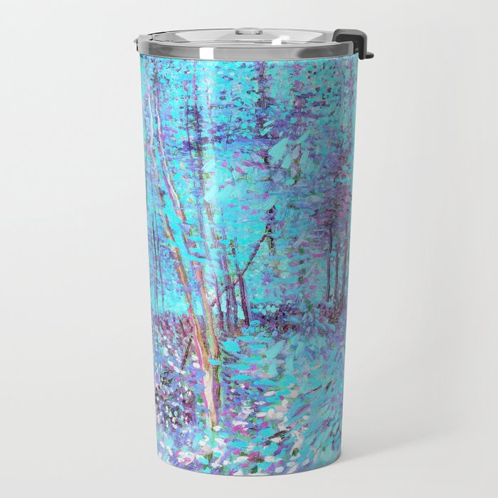 Van Gogh Trees & Underwood Aqua Lavender Travel Mug Gallery Image 2