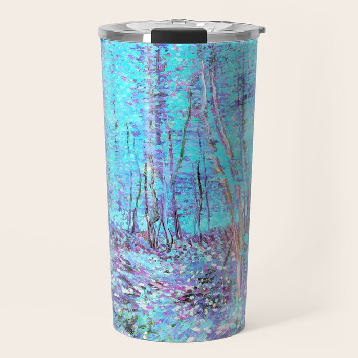 Van Gogh Trees & Underwood Aqua Lavender Travel Mug Gallery Image 1