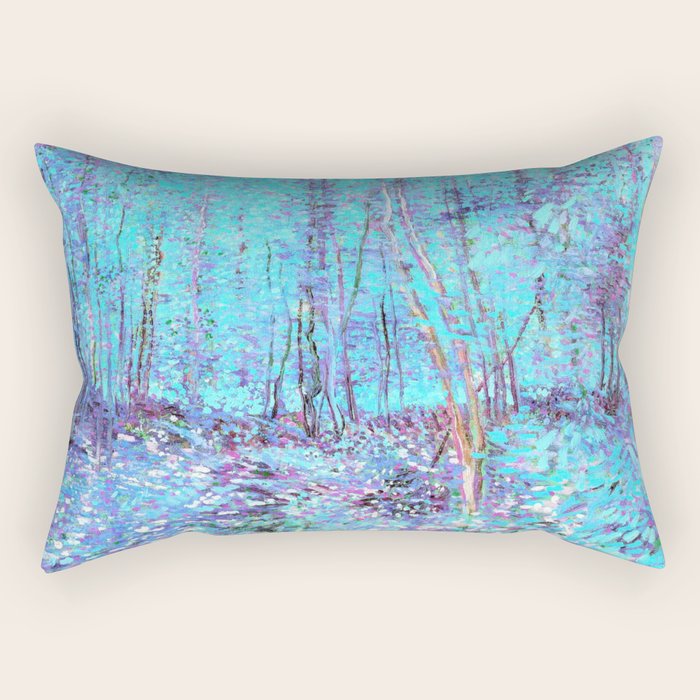 Van Gogh Trees & Underwood Aqua Lavender Rectangular Pillow Gallery Image 1