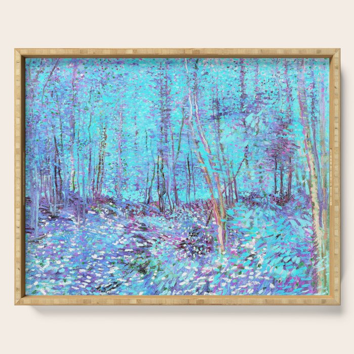 Van Gogh Trees & Underwood Aqua Lavender Serving Tray Gallery Image 1