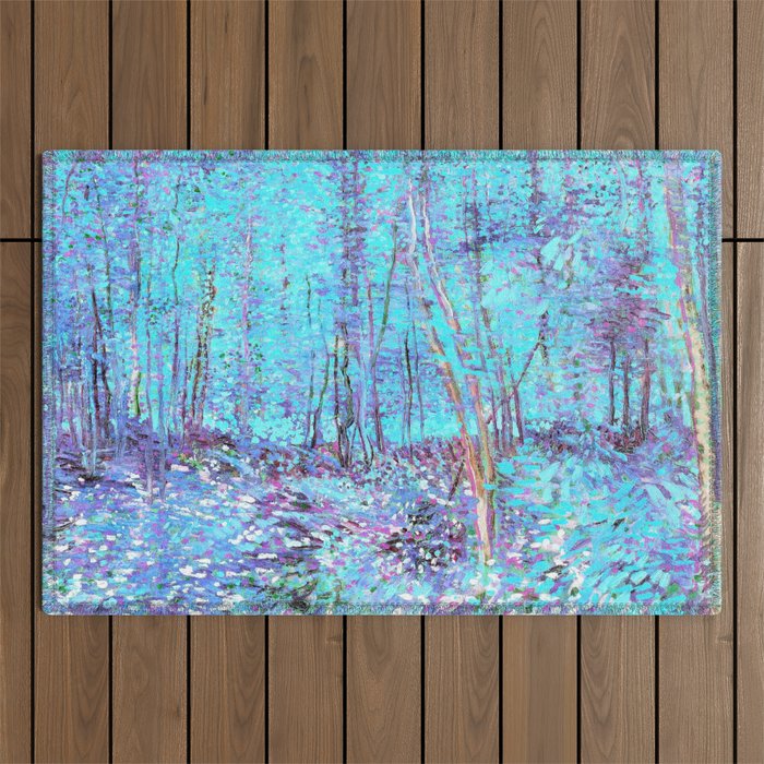 Van Gogh Trees & Underwood Aqua Lavender Outdoor Rug Gallery Image 1