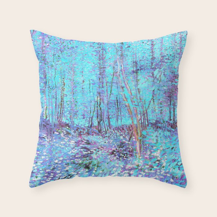 Van Gogh Trees & Underwood Aqua Lavender Throw Pillow Gallery Image 1