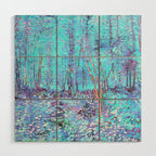 Van Gogh Trees & Underwood Aqua Lavender Wood Wall Art Gallery Image 1