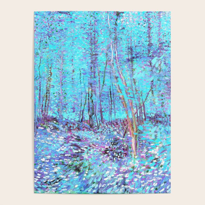 Van Gogh Trees & Underwood Aqua Lavender Poster Gallery Image 1