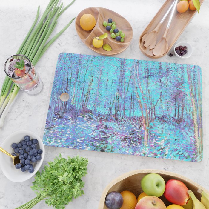 Van Gogh Trees & Underwood Aqua Lavender Cutting Board Gallery Image 2