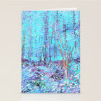 Van Gogh Trees & Underwood Aqua Lavender Stationery Card Gallery Image 2
