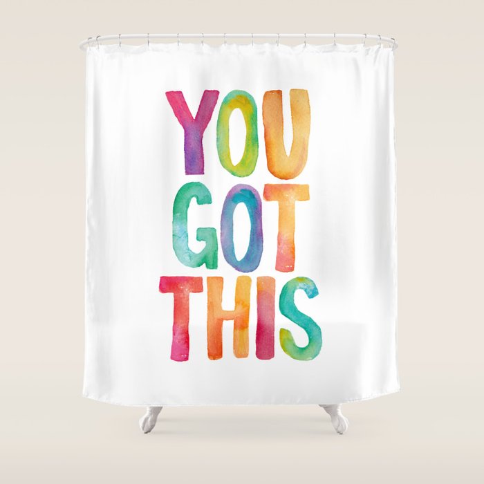 You Got This Rainbow Watercolor Shower Curtain Gallery Image 1