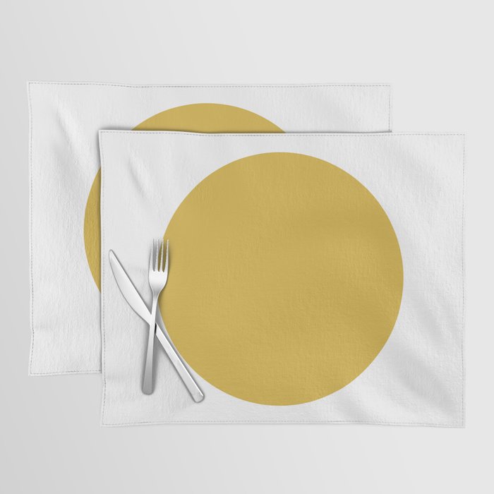 Perfection. Mustard Yellow Sun Dot on White Placemat Gallery Image 1