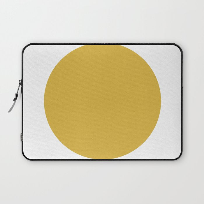 Perfection. Mustard Yellow Sun Dot on White Laptop Sleeve Gallery Image 1