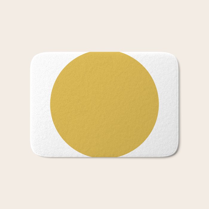 Perfection. Mustard Yellow Sun Dot on White Bath Mat Gallery Image 1