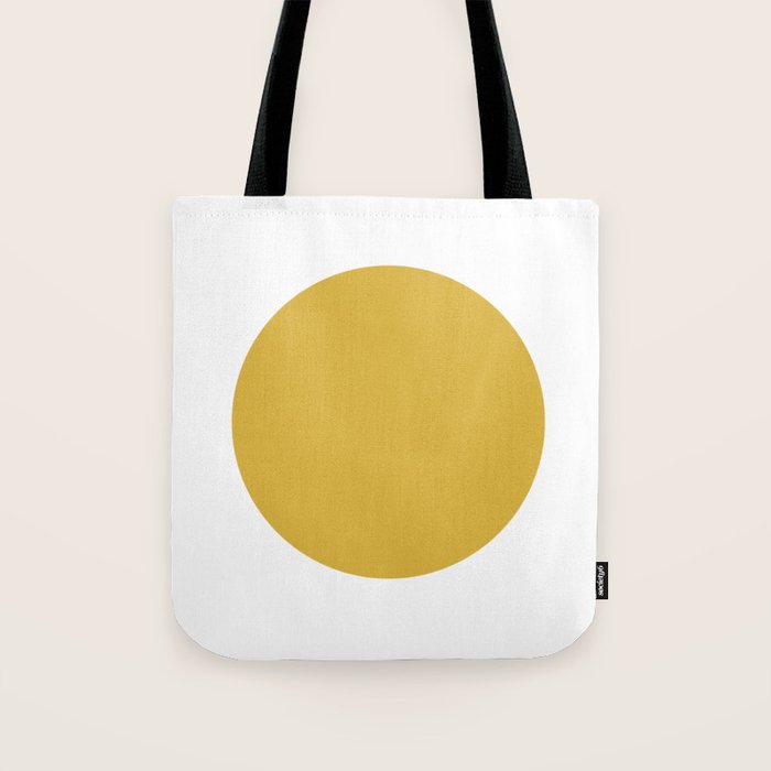 Perfection. Mustard Yellow Sun Dot on White Tote Bag Gallery Image 1