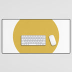Perfection. Mustard Yellow Sun Dot on White Desk Mat Gallery Image 1