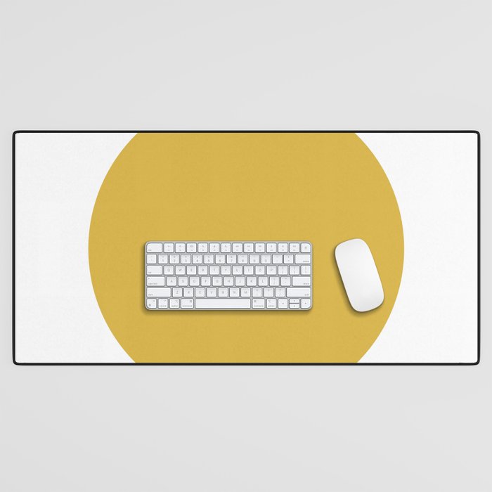 Perfection. Mustard Yellow Sun Dot on White Desk Mat Gallery Image 1